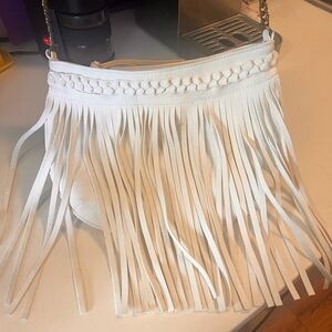 Vintage 80’s White Fringe Leather Purse
